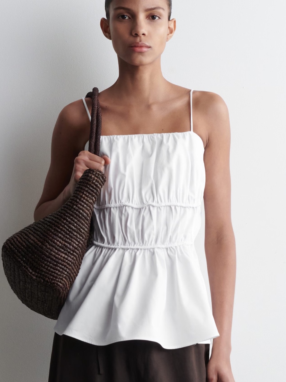NWT COS Gathered Cotton Peplum Top